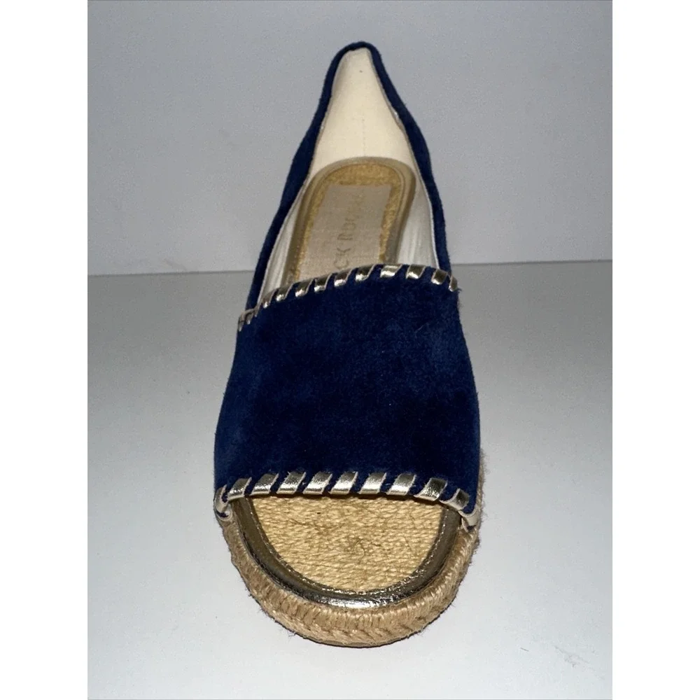 Mismatched Jack Rogers L6 R7 Espadrille Blue Suede Palmer Wedge Sandals Open Toe